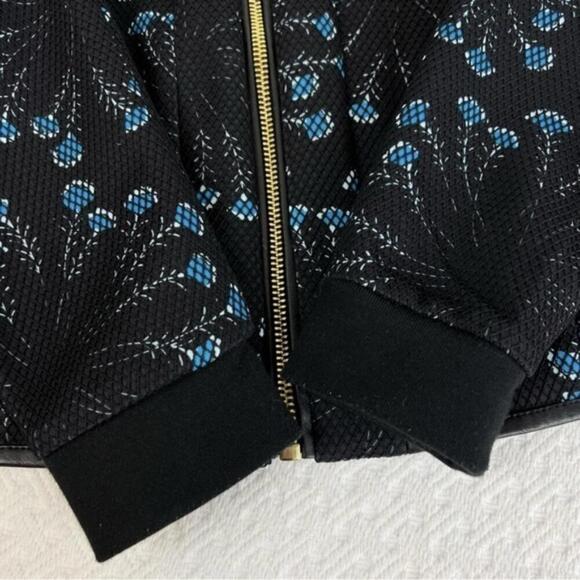 Juicy Couture Women's Size S Black Blue Floral Mesh Bomber Jacket Full Zip Mesh - Picture 5 of 9